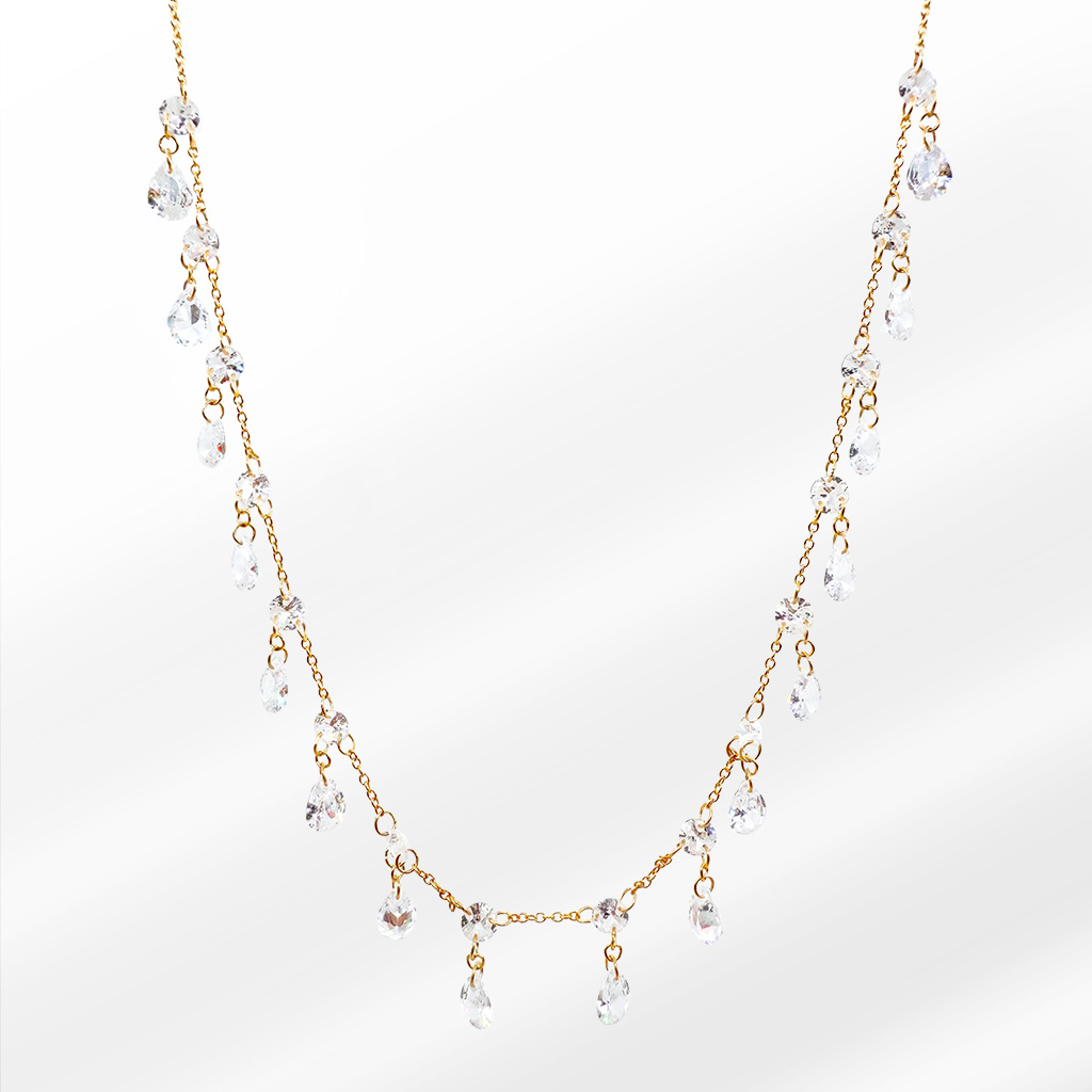 3302 Crystalia Aura Gold Kolye - Görsel 1