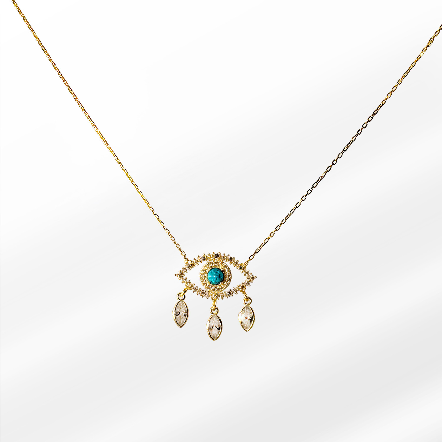 106 Tearshine Taşlı Gümüş Kolye - Görsel 1