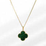 Graceful Malachite Large Gold Silver Necklace