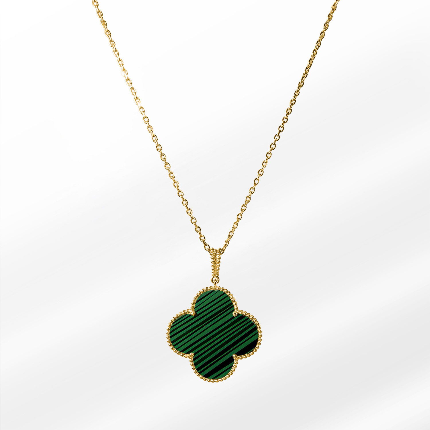 114 Graceful Malachite Large Gold Silver Necklace - Image 1