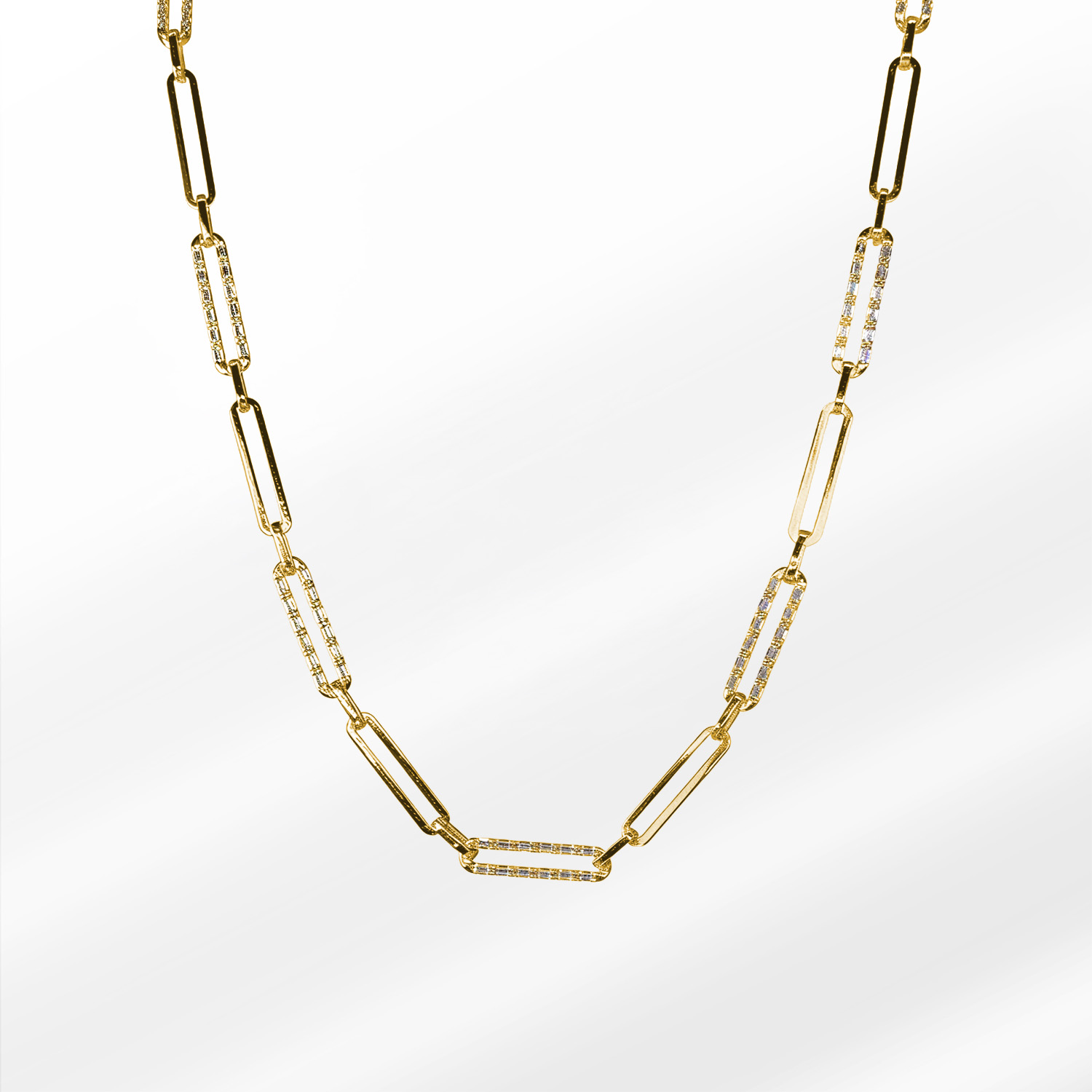 124 Lunessa Zincir Gold Gümüş Kolye - Görsel 1