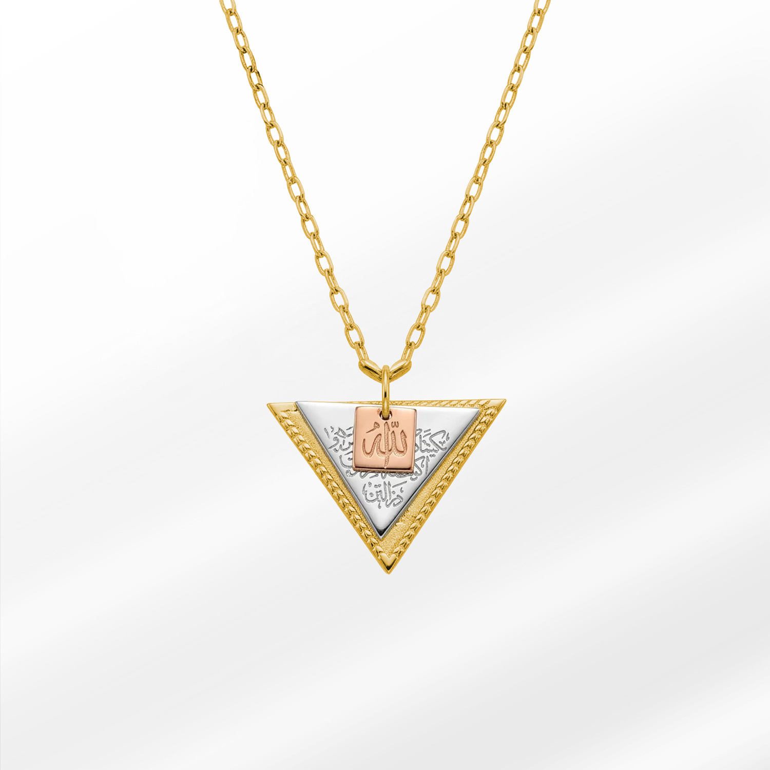 130 3 Dualı Koruyucu Üçgen Gümüş Kolye - Görsel 1